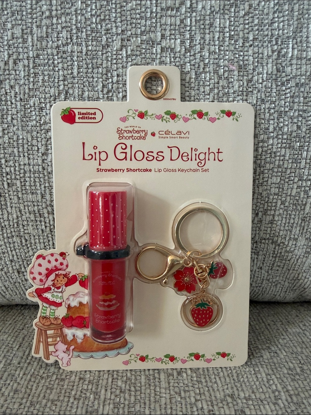 Strawberry Shortcake Lip Gloss Delight & Keychain Set Bag Charm Limited Edition